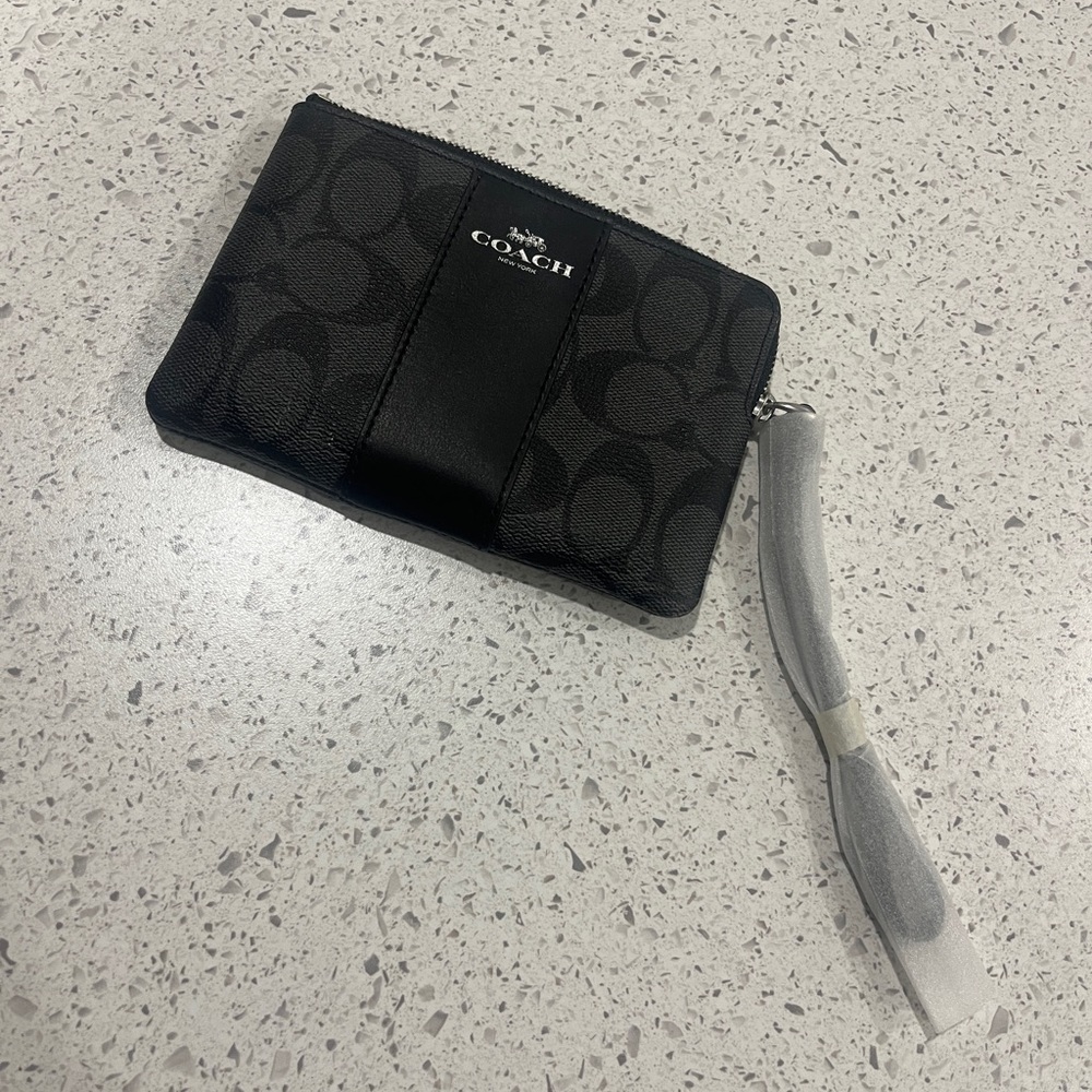 Coach Black and Gray Signature Wristlet